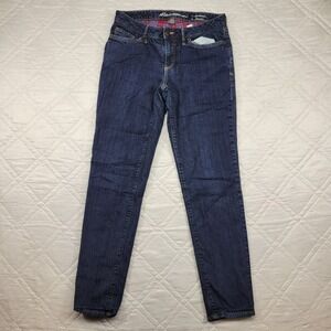 Eddie Bauer Boyfriend Relaxed flannel lined blue jeans size 4